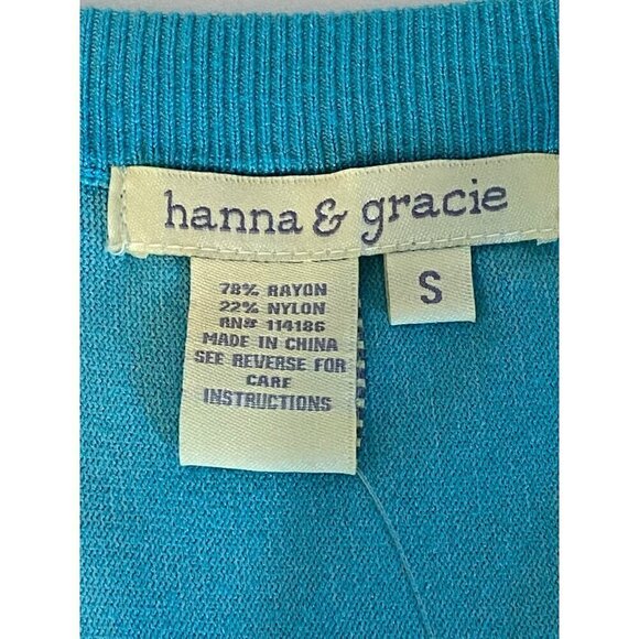 Hanna & Gracie Turquoise Sweater with Dolman Sleeves Women’s Small NWT - Picture 3 of 7